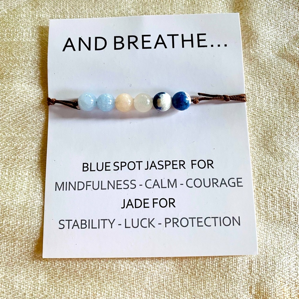 And Breath MAKE A WISH Moon bracelet w GIFT card jewelry Jasper jade